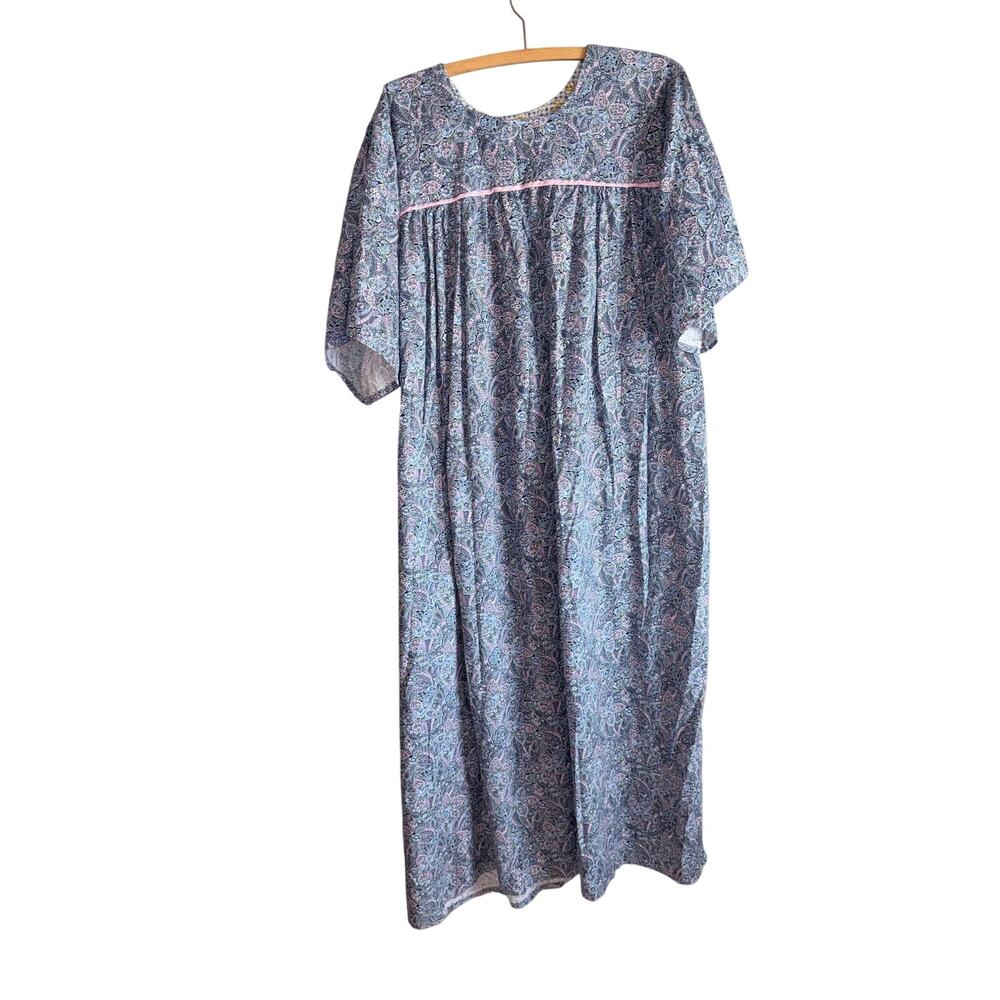 Vintage Handmade Paisley House Dress Lounge Gown Prairie Grannycore Maxi plus sz
